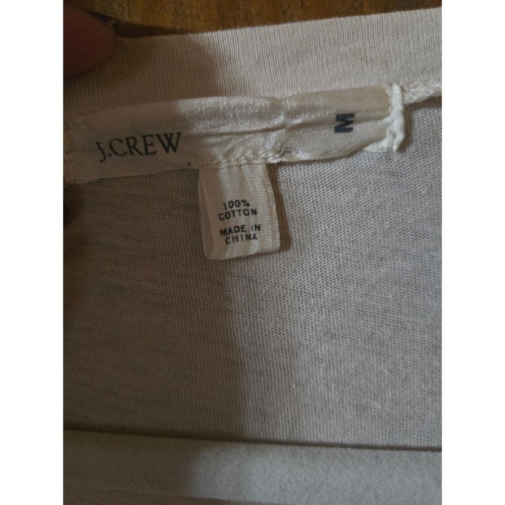 J.Crew Womens Ivory Embellished Floral Beaded V-Neck Cotton T-Shirt Size M NEW - Picture 6 of 6